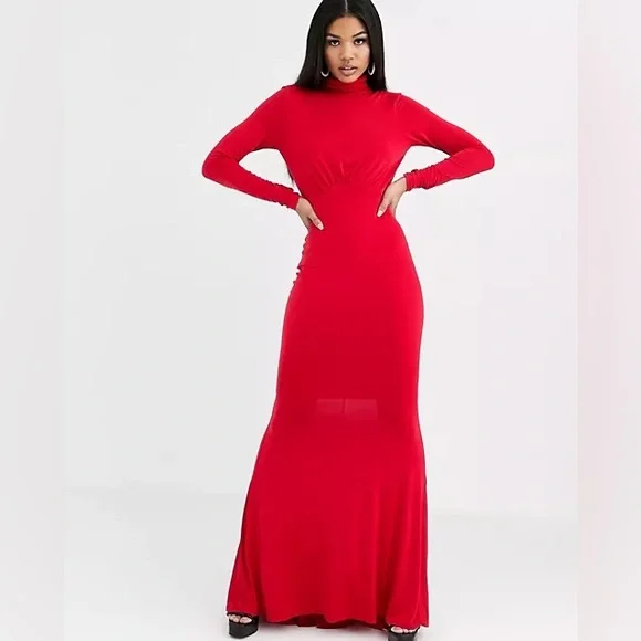 green emerald velvet dress ASOS DESIGN Bare Shoulder Prom Scuba Midi Dress In Forest Green